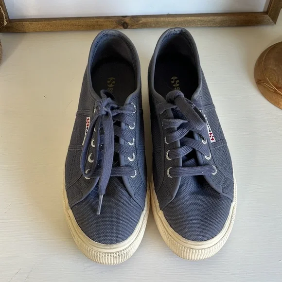 Superga Blue Platform Sneakers - Picture 6 of 8